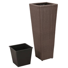 Load image into Gallery viewer, vidaXL 3x Garden Planter Set Poly Rattan Pot Flower Raised Bed Multi Colours