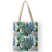 Load image into Gallery viewer, Tropical Plant Print Canvas Bags Women Handbags Eco Foldable Shopping Bags School Shoulder Book Bag