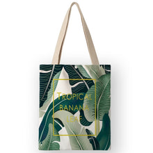Load image into Gallery viewer, Tropical Plant Print Canvas Bags Women Handbags Eco Foldable Shopping Bags School Shoulder Book Bag