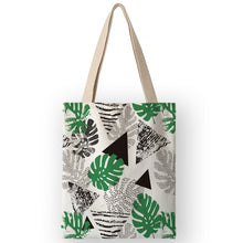 Load image into Gallery viewer, Tropical Plant Print Canvas Bags Women Handbags Eco Foldable Shopping Bags School Shoulder Book Bag
