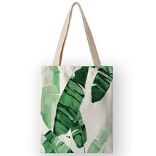 Load image into Gallery viewer, Tropical Plant Print Canvas Bags Women Handbags Eco Foldable Shopping Bags School Shoulder Book Bag
