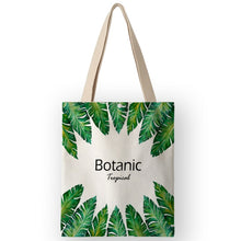 Load image into Gallery viewer, Tropical Plant Print Canvas Bags Women Handbags Eco Foldable Shopping Bags School Shoulder Book Bag

